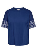 Only Carmakoma LM T-Shirt 15375747 228355001-Navy Peony/Cloud Dancer Stickerei