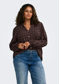 Only Carmakoma Bluse 15381857 212012006-Deep Mahogany/Dots (cloud dancer)