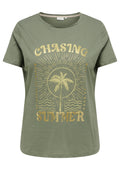 Only Carmakoma LM T-Shirt 15375565 303968002-Smokey Olive/Dreams - Goldfolie