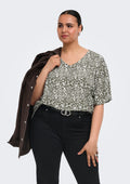 Only Carmakoma Bluse 15375679 303968001-Smokey Olive/SUMMER TRIBE