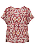 Only Carmakoma Bluse 15381392 234335001-Ziegelrot/Abstrakte Quadrate