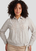 Exxcellent Bluse 26NXE02 011541 offwhite/dark earth