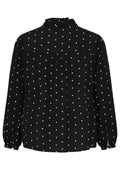 Only Carmakoma Bluse 15381857 177911006-Schwarz/Punkte (cloud dancer)