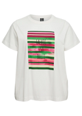 Vero Moda Curve LM T-Shirt 10340449 175598002-Schneeweiß/LA VIE EST BELLE