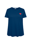 Only Carmakoma LM T-Shirt 15381346 228355001-Navy Peony/SOLID. Detail: Besticktes Herz