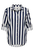Only Carmakoma Bluse 15364966 177922001-Cloud Dancer/Navy Blazer